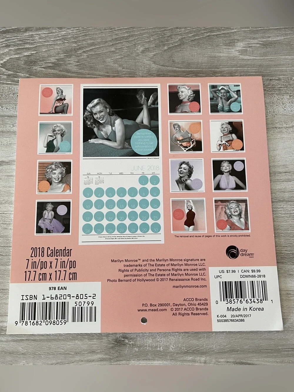 Set of two Marilyn Monroe calendars from 2014 and 2018